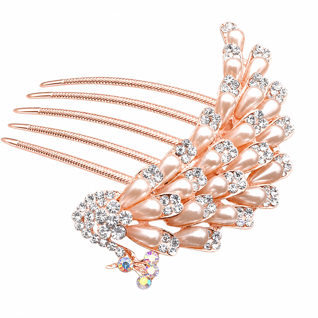 Arranjo Enfeite Cabelo Noiva Dama Dourado Strass Perola Ouro