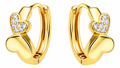 Brinco Argola Coração F Ouro 18k Dourado Pedra Zirconia