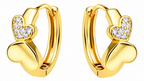 Brinco Argola Coração F Ouro 18k Dourado Pedra Zirconia