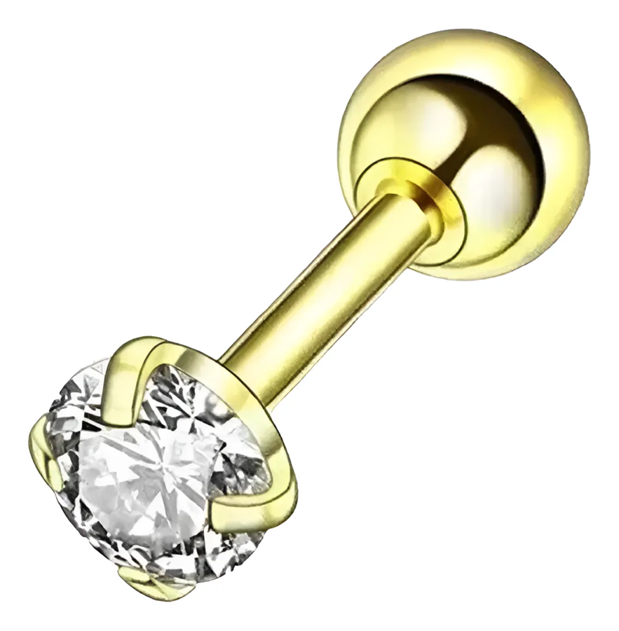 Piercing Tragus Cartilagem Ponto De Luz Dourado 2 3 4 5 Mm