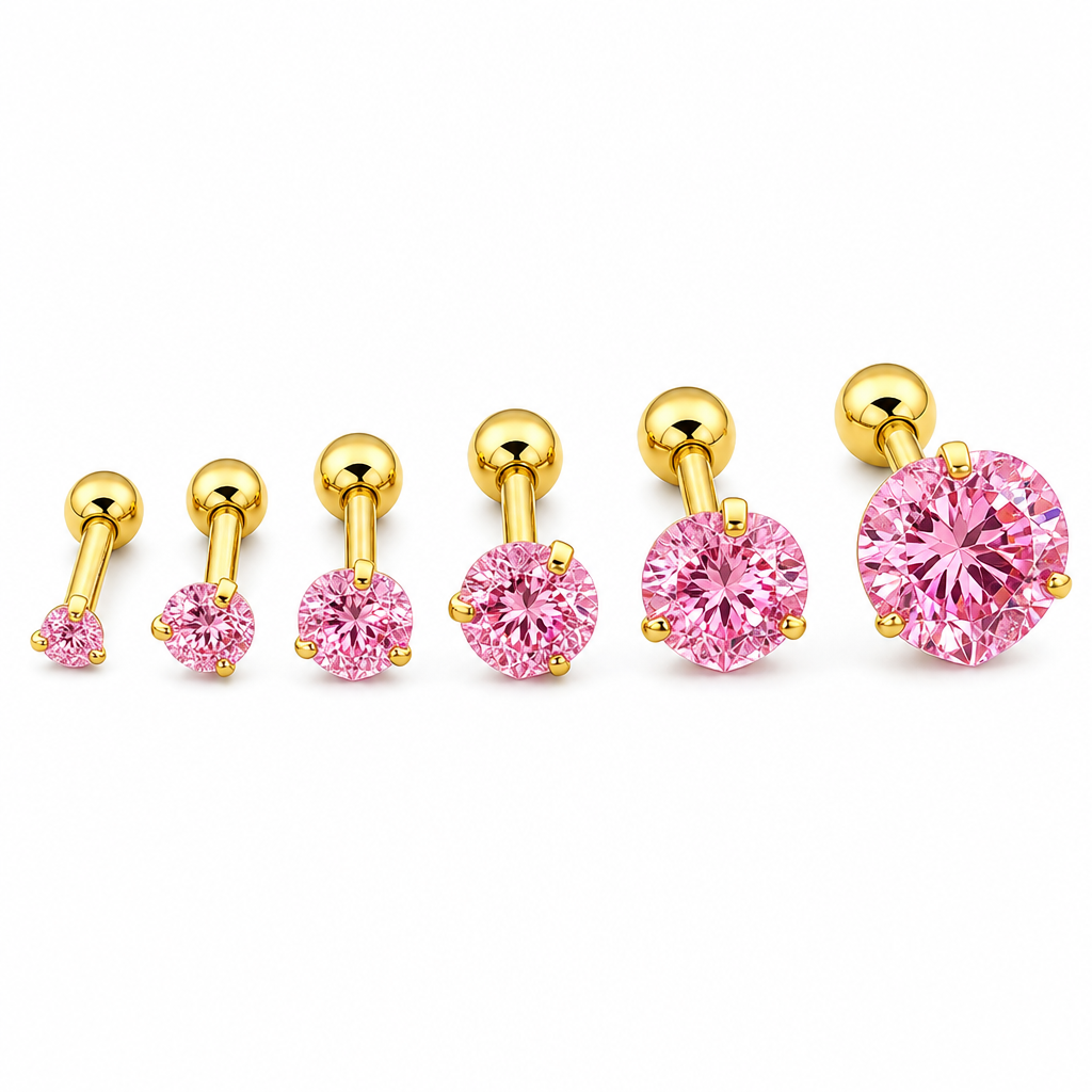 Piercing Tragus Cartilagem Ponto De Luz Dourado 2 3 4 5 Mm