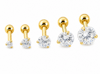 Piercing Tragus Cartilagem Ponto De Luz Dourado 2 3 4 5 Mm