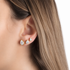 Trio Brinco Pedra Zirconia Gota F Ouro Dourado Folheado - Dourado
