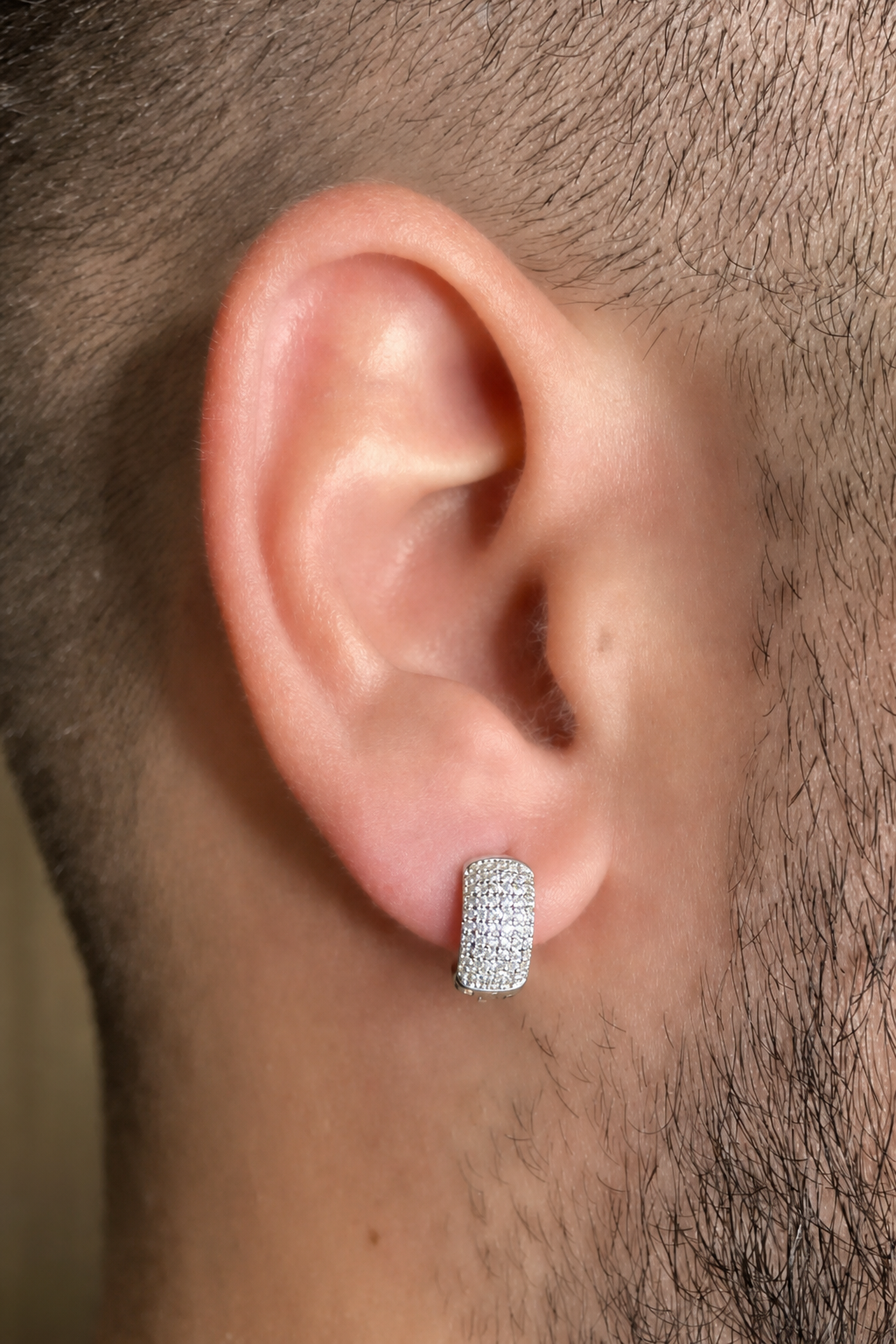 Brinco Argola Pedra Zirconia Prata Unissex Antialérgico