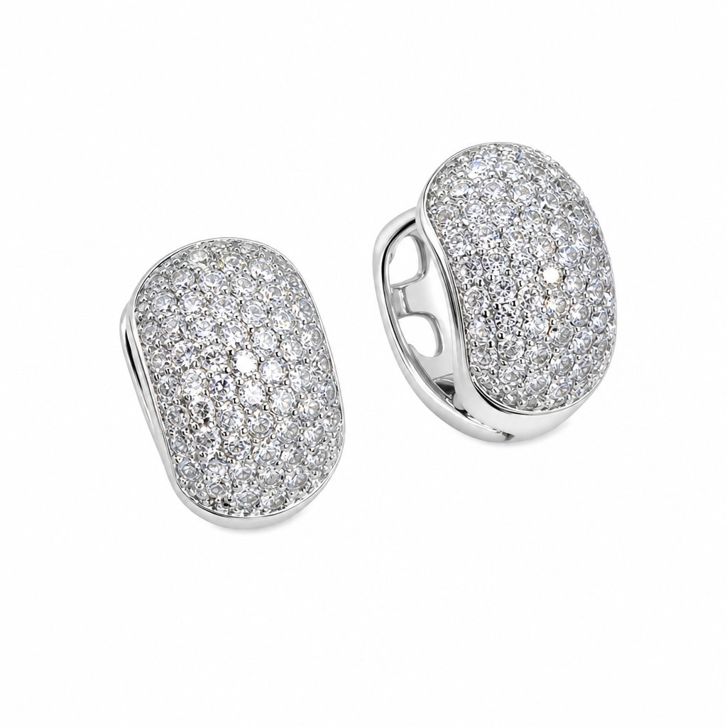 Brinco Argola Pedra Zirconia Prata Unissex Antialérgico
