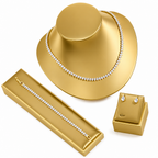 Colar Chocker Riviera Gota Brinco Pulseira Zircônia Dourado