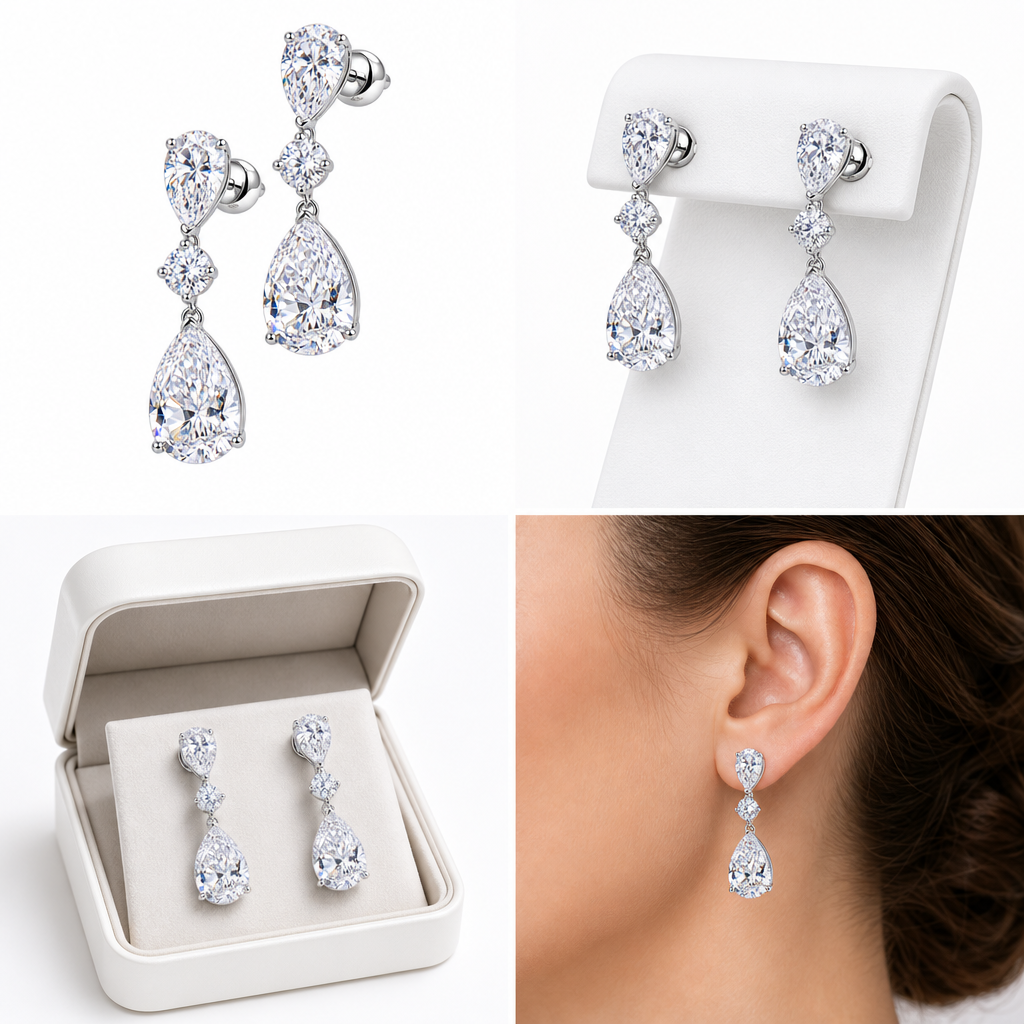 Brinco Noiva Pedra Zirconia Prata Gota Debutante Pequeno