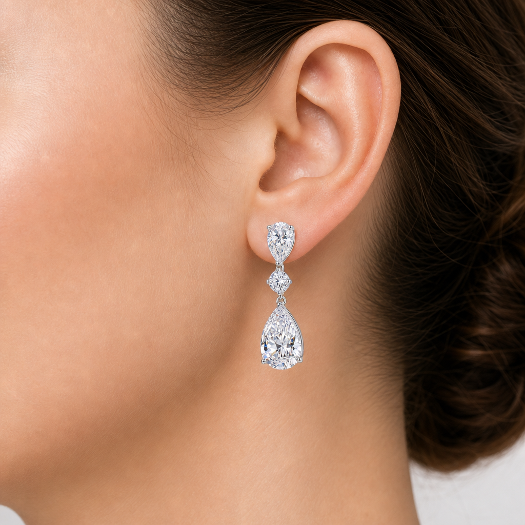 Brinco Noiva Pedra Zirconia Prata Gota Debutante Pequeno