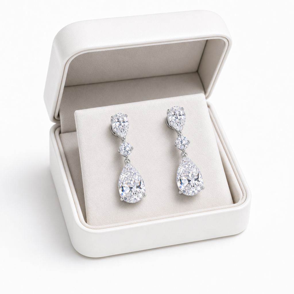 Brinco Noiva Pedra Zirconia Prata Gota Debutante Pequeno