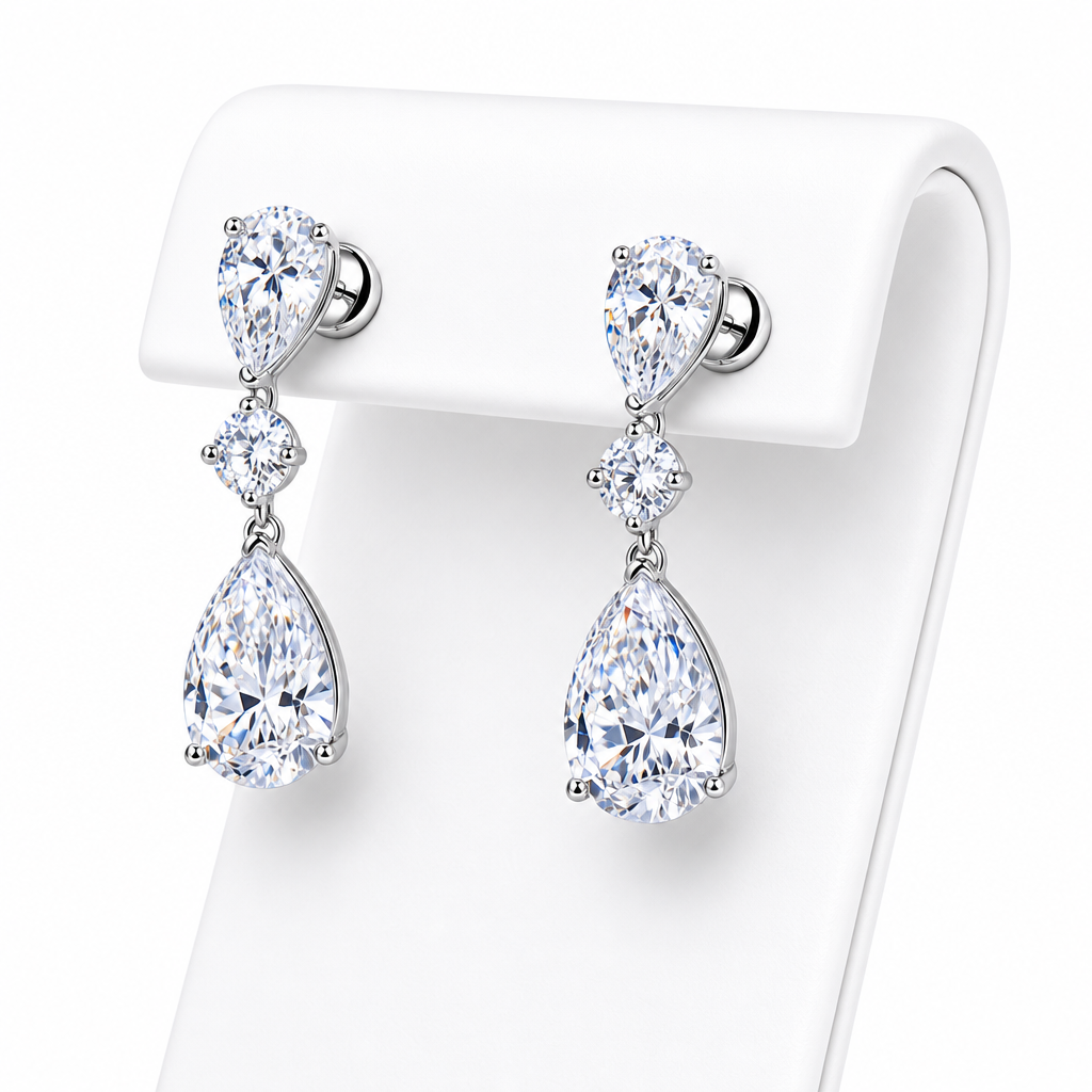 Brinco Noiva Pedra Zirconia Prata Gota Debutante Pequeno