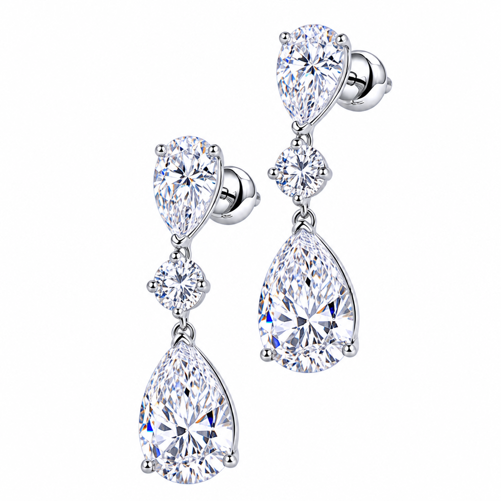 Brinco Noiva Pedra Zirconia Prata Gota Debutante Pequeno