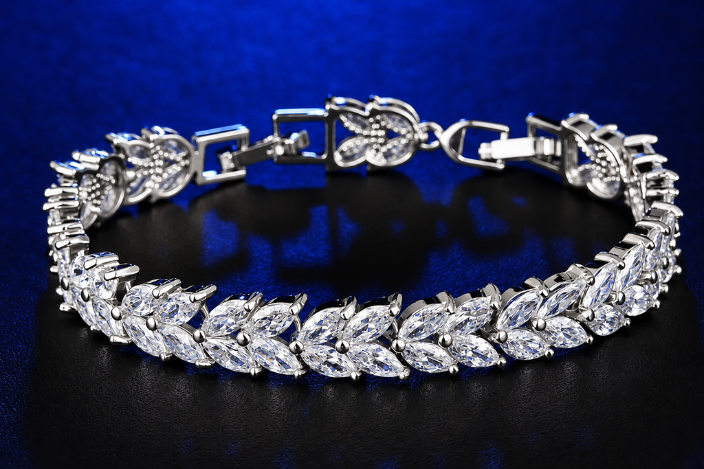 Pulseira Bracelete Prata Com Zircônia Noiva Debutante Luxo