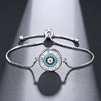 Pulseira Bracelete Prata Com Zircônia Olho Grego Presente