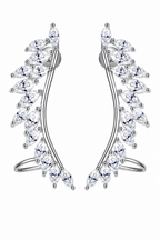 Brinco Ear Cuff Noiva Pedra Zirconia Prata Festa Debutante