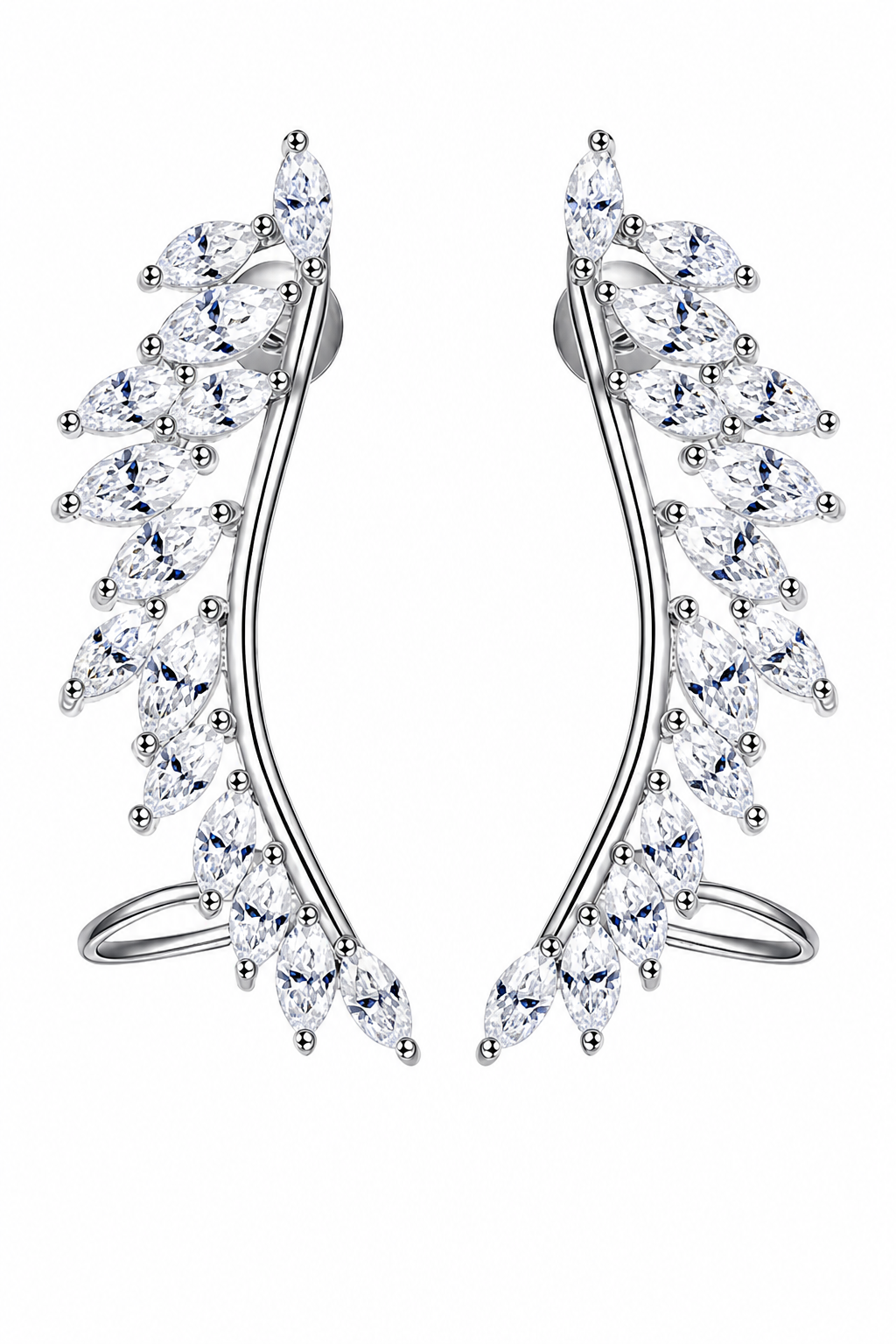 Brinco Ear Cuff Noiva Pedra Zirconia Prata Festa Debutante