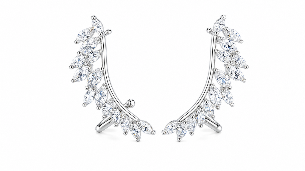 Brinco Ear Cuff Noiva Pedra Zirconia Prata Festa Debutante