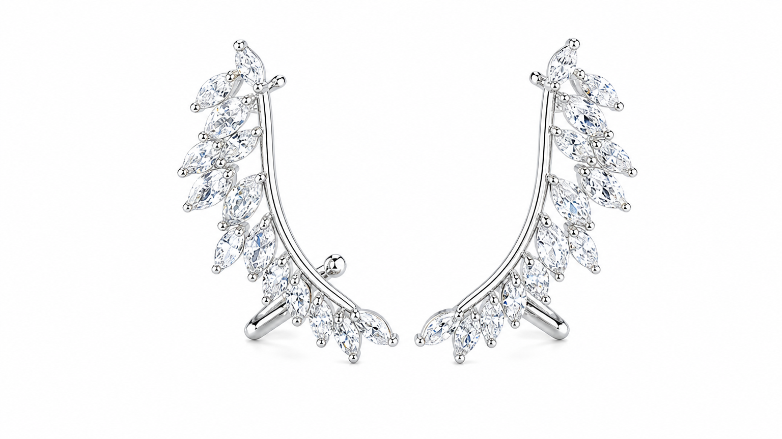Brinco Ear Cuff Noiva Pedra Zirconia Prata Festa Debutante