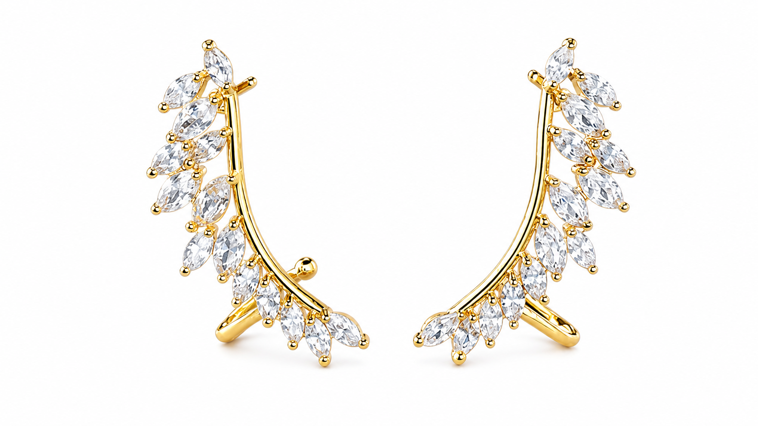 Brinco Ear Cuff Noiva Pedra Zirconia Prata Festa Debutante