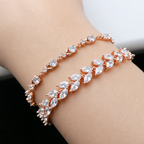 Pulseira Bracelete Rosê Gold Com Zircônia Noiva Debutante