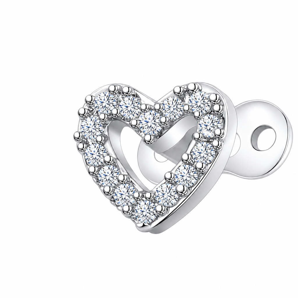 Piercing Microdermal Zirconia Pedra Coração Estrela Cruz Flo