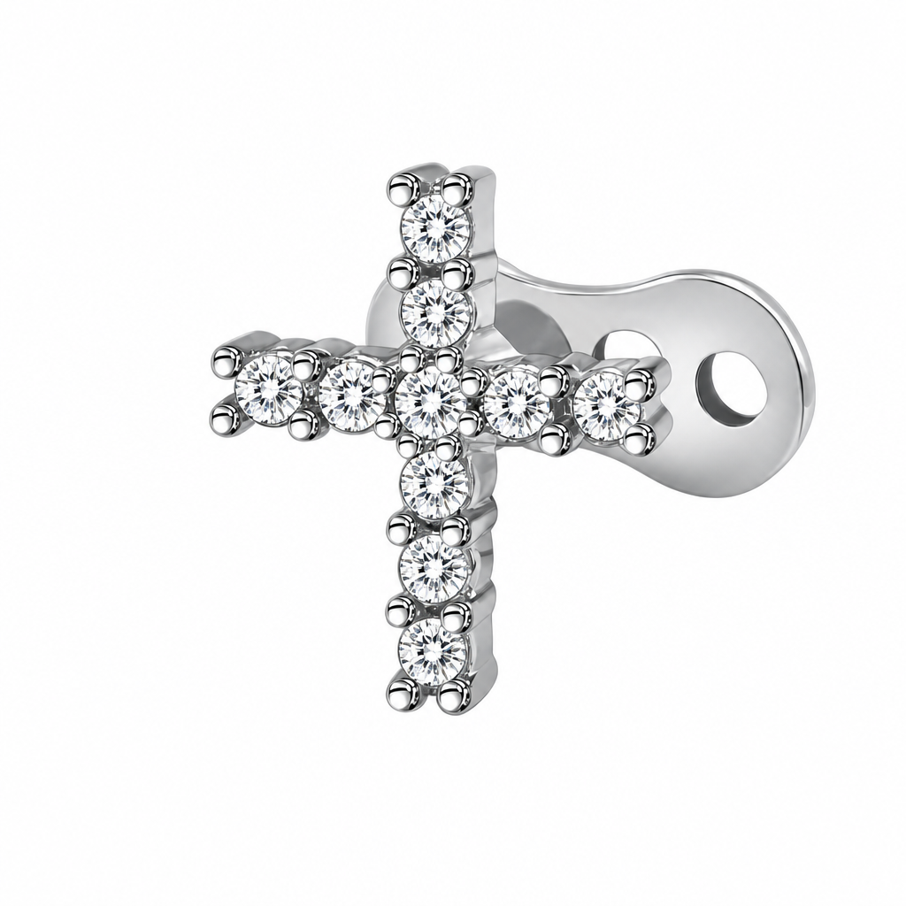 Piercing Microdermal Zirconia Pedra Coração Estrela Cruz Flo