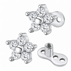 Piercing Microdermal Zirconia Pedra Coração Estrela Cruz Flo