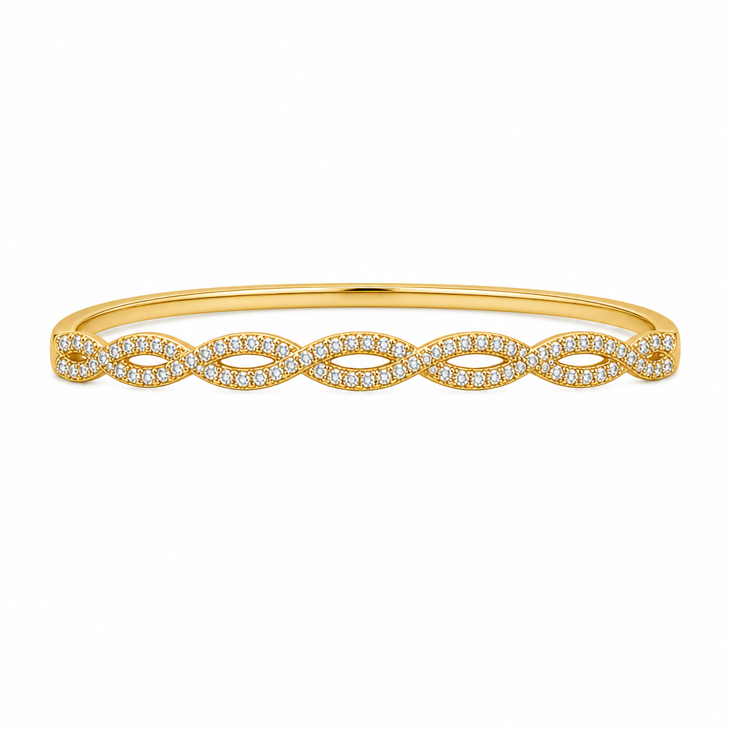 Pulseira Bracelete Dourada F Ouro 18k Zirconia Semi Joia