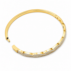 Pulseira Bracelete Dourada F Ouro 18k Zirconia Semi Joia