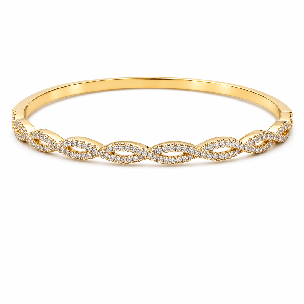 Pulseira Bracelete Dourada F Ouro 18k Zirconia Semi Joia