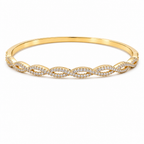 Pulseira Bracelete Dourada F Ouro 18k Zirconia Semi Joia