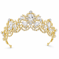 Coroa Tiara Arranjo Cabelo Noiva Strass Dourada Ouro Luxo