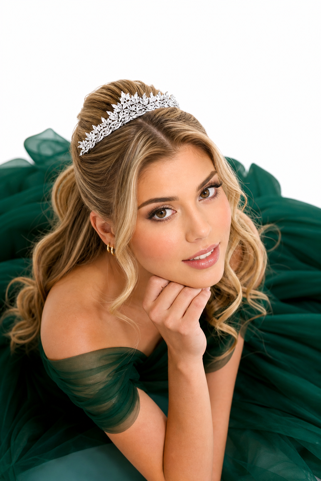 Coroa Tiara Cabelo Noiva Prata Zirconia Princesa Luxo Linda