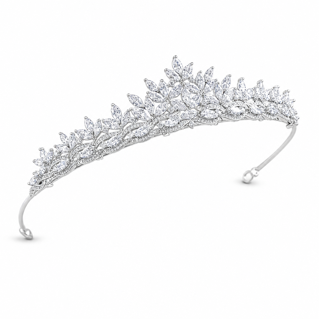 Coroa Tiara Cabelo Noiva Prata Zirconia Princesa Luxo Linda