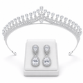 Conjunto Coroa E Brinco Strass E Zirconia Noiva Prata Gota