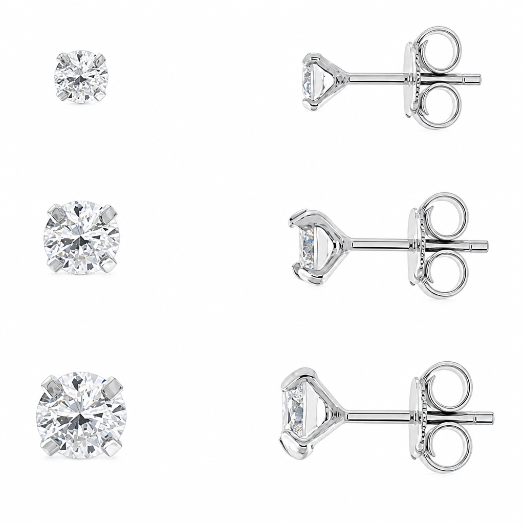 Trio Brinco Pedra Zirconia Ponto De Luz 3 4 5 Mm Prata 925