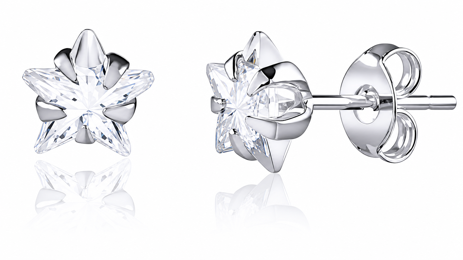 Brinco Pedra Zirconia Estrela Prata 925 Legítima 5 Mm