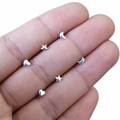 Trio Brinco Lua Estrela Coração 2 3 Furo 4 Mm Prata 925