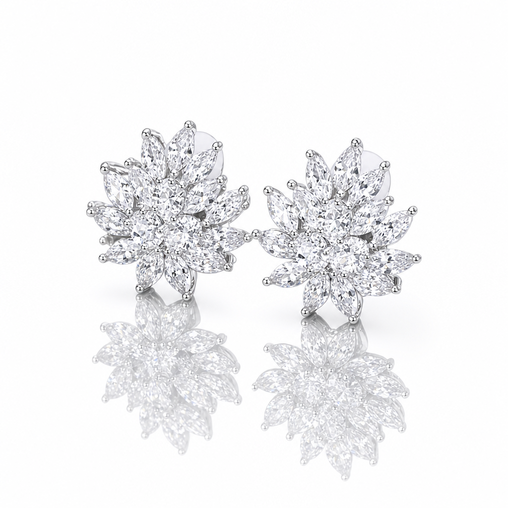 Brinco De Pressão Com Zirconia Noiva Casamento Prata Fixo