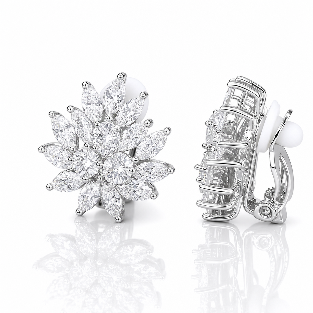 Brinco De Pressão Com Zirconia Noiva Casamento Prata Fixo