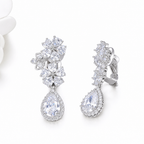 Brinco De Pressão Noiva Pedra Zirconia Prata Festa Debutante