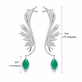 Brinco Ear Cuff Noiva Pedra Zirconia Prata Festa Verde Asas