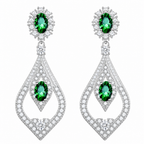 Brinco Noiva Zirconia Verde Prata Festa Madrinha Formatura