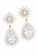Brinco Noiva Pedra Zirconia Dourado Festa Debutante Gota