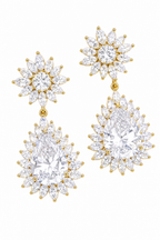 Brinco Noiva Pedra Zirconia Dourado Festa Debutante Gota