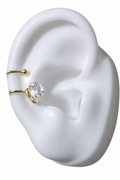 Piercing De Argola Duplo Falso Fake Dourado Pedra Zirconia
