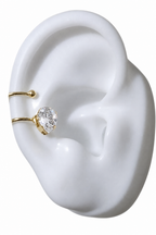 Piercing De Argola Duplo Falso Fake Dourado Pedra Zirconia
