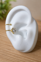 Piercing De Argola Duplo Falso Fake Dourado Pedra Zirconia