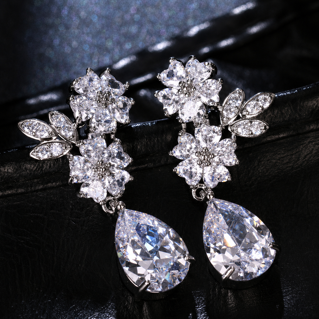 Brinco De Pressão Noiva Pedra Zirconia Prata Festa Debutante