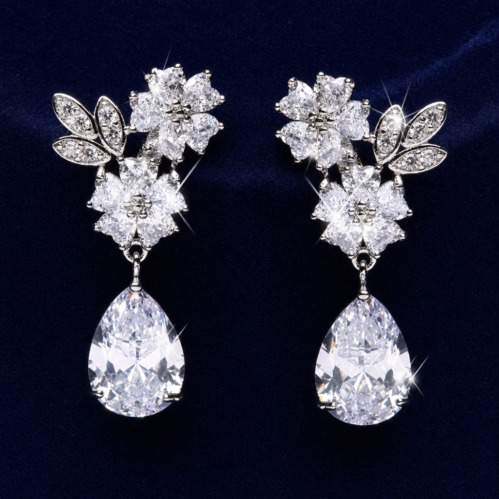 Brinco De Pressão Noiva Pedra Zirconia Prata Festa Debutante