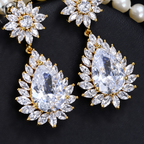 Brinco Noiva Pedra Zirconia Dourado Festa Debutante Gota